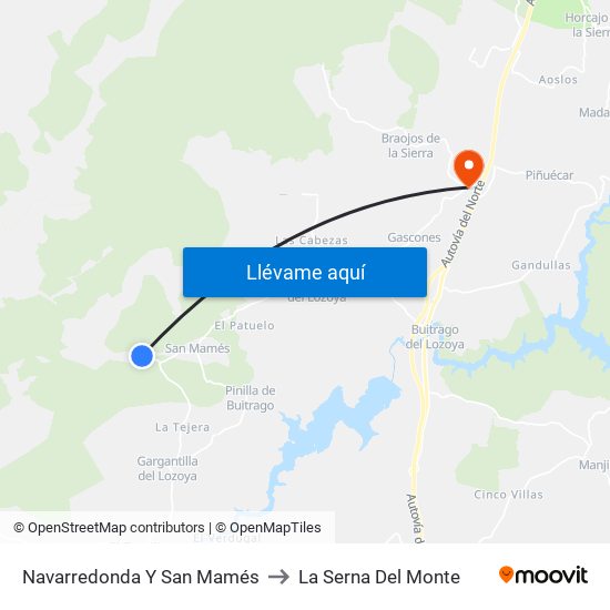 Navarredonda Y San Mamés to La Serna Del Monte map