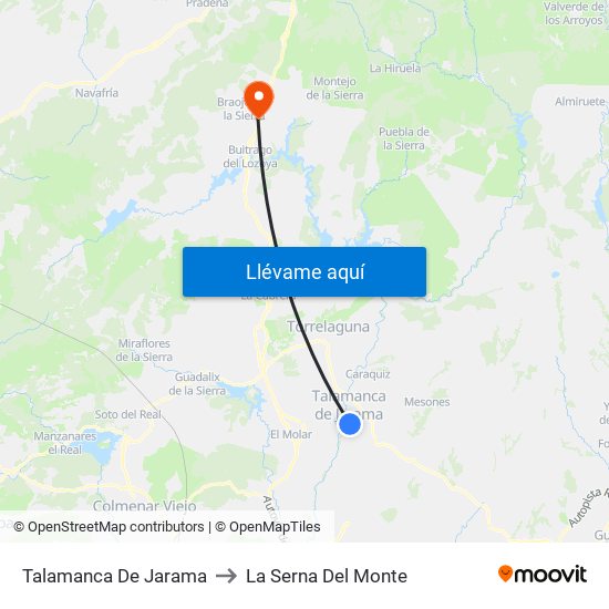 Talamanca De Jarama to La Serna Del Monte map