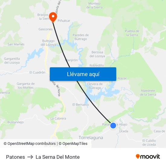 Patones to La Serna Del Monte map