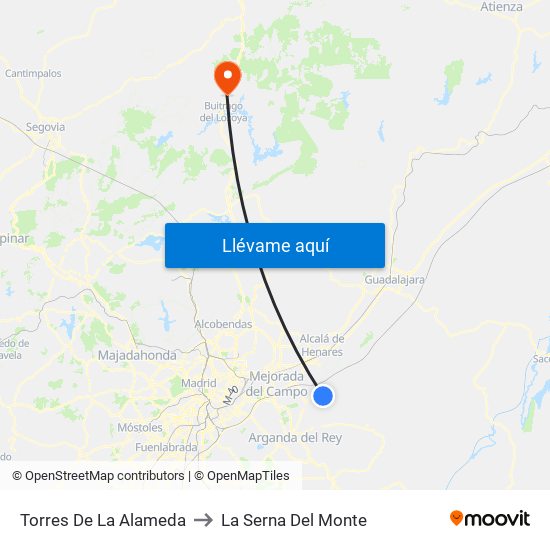 Torres De La Alameda to La Serna Del Monte map