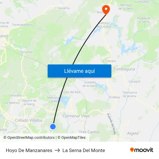 Hoyo De Manzanares to La Serna Del Monte map