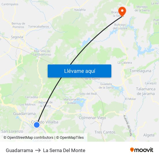 Guadarrama to La Serna Del Monte map