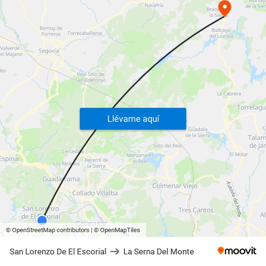 San Lorenzo De El Escorial to La Serna Del Monte map