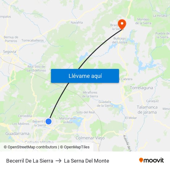 Becerril De La Sierra to La Serna Del Monte map