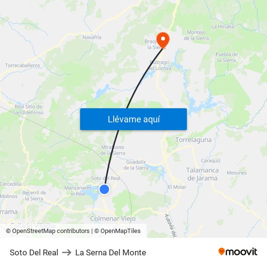 Soto Del Real to La Serna Del Monte map