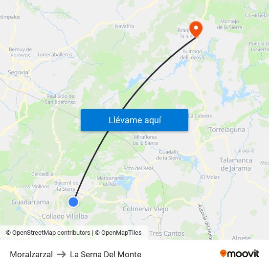 Moralzarzal to La Serna Del Monte map
