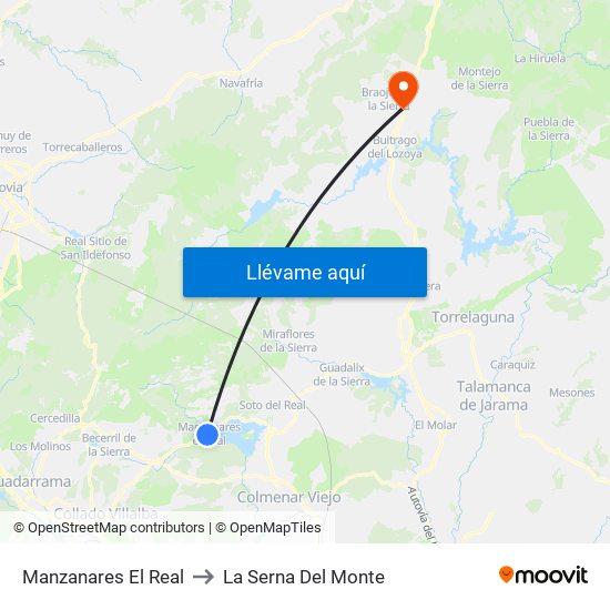 Manzanares El Real to La Serna Del Monte map