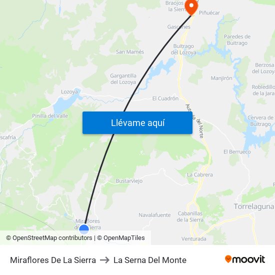 Miraflores De La Sierra to La Serna Del Monte map