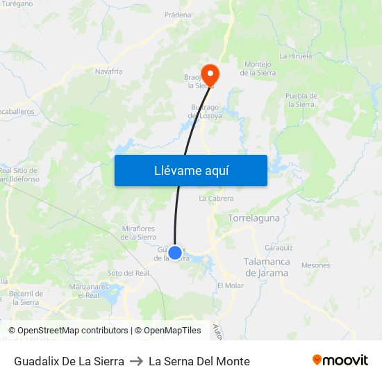 Guadalix De La Sierra to La Serna Del Monte map