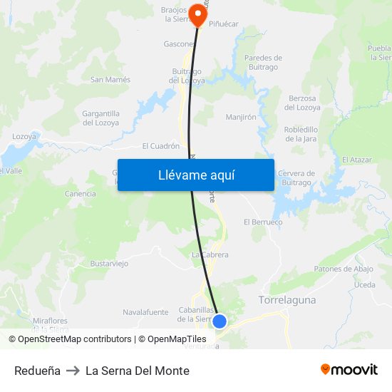 Redueña to La Serna Del Monte map