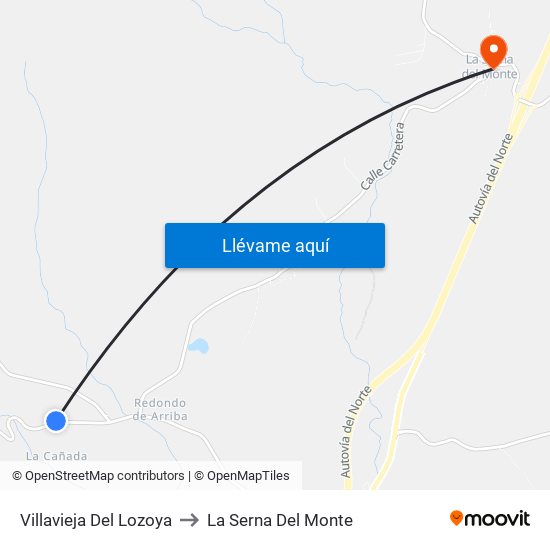 Villavieja Del Lozoya to La Serna Del Monte map