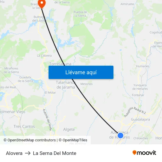 Alovera to La Serna Del Monte map