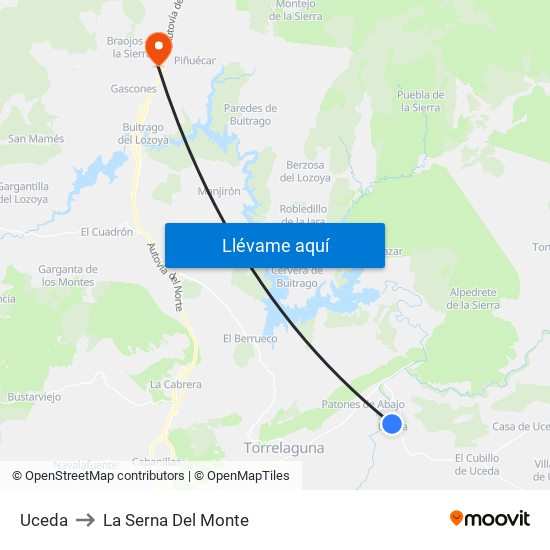 Uceda to La Serna Del Monte map