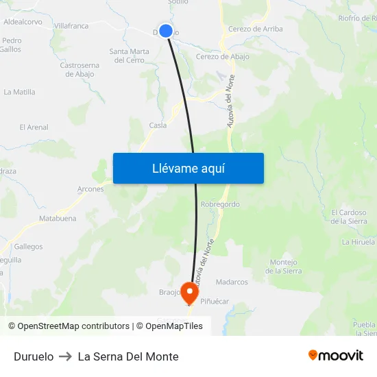 Duruelo to La Serna Del Monte map