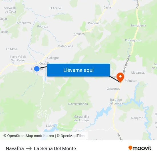Navafría to La Serna Del Monte map