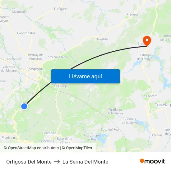 Ortigosa Del Monte to La Serna Del Monte map