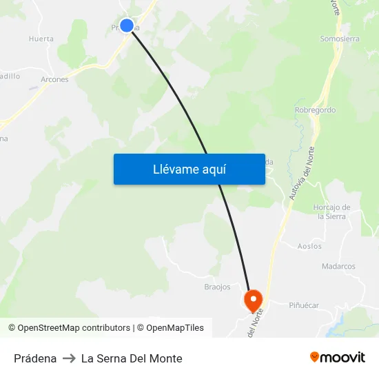 Prádena to La Serna Del Monte map