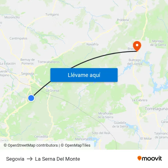 Segovia to La Serna Del Monte map