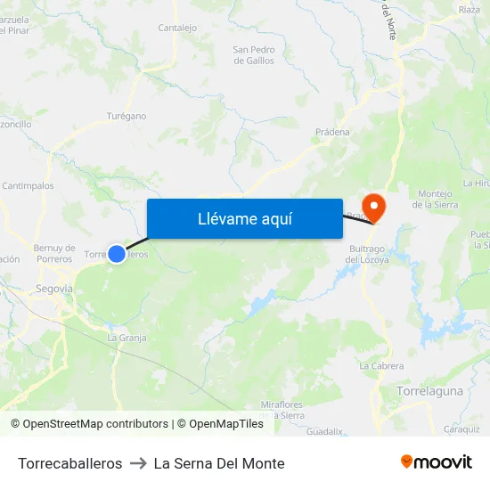 Torrecaballeros to La Serna Del Monte map