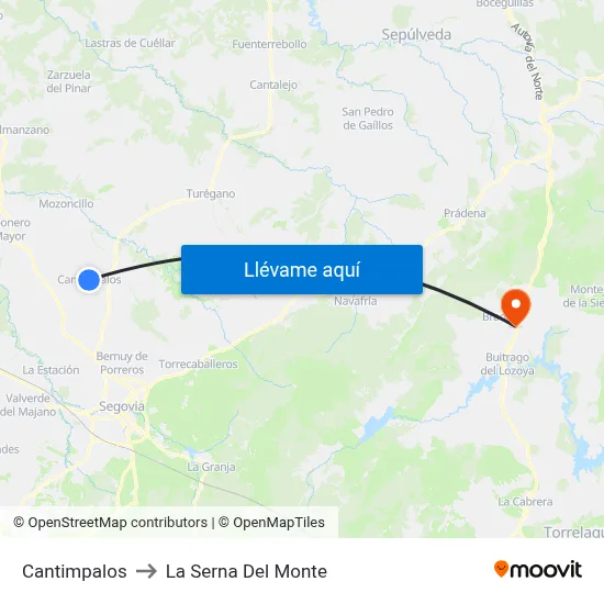 Cantimpalos to La Serna Del Monte map