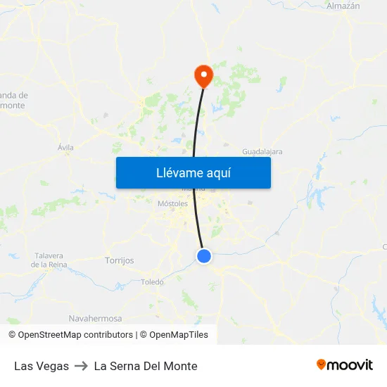 Las Vegas to La Serna Del Monte map
