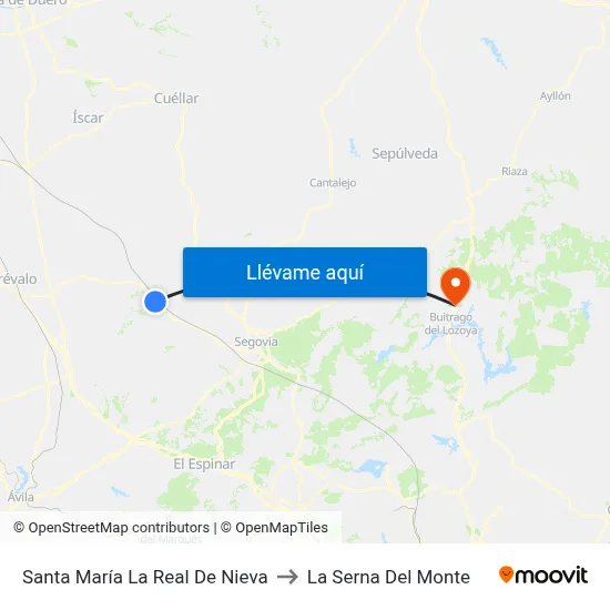 Santa María La Real De Nieva to La Serna Del Monte map