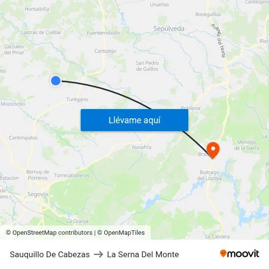 Sauquillo De Cabezas to La Serna Del Monte map