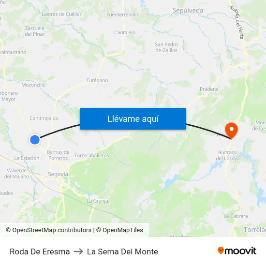 Roda De Eresma to La Serna Del Monte map