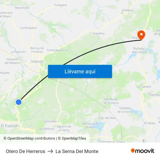 Otero De Herreros to La Serna Del Monte map