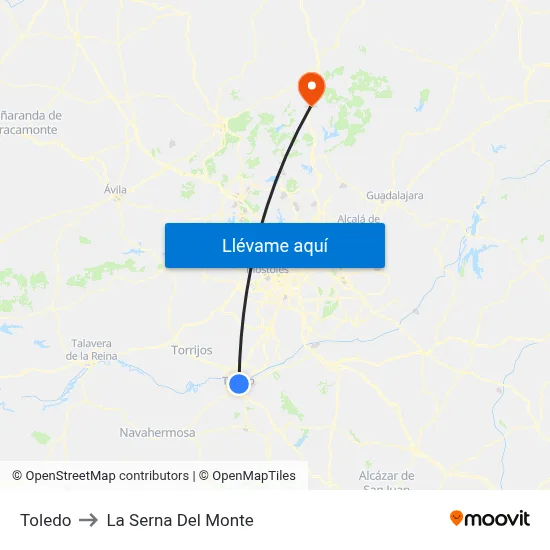 Toledo to La Serna Del Monte map