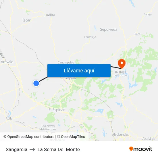 Sangarcía to La Serna Del Monte map