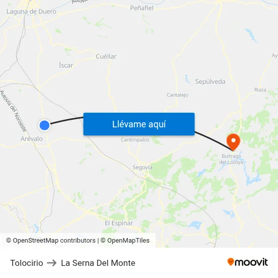 Tolocirio to La Serna Del Monte map