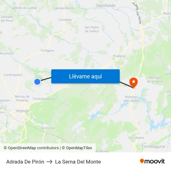 Adrada De Pirón to La Serna Del Monte map