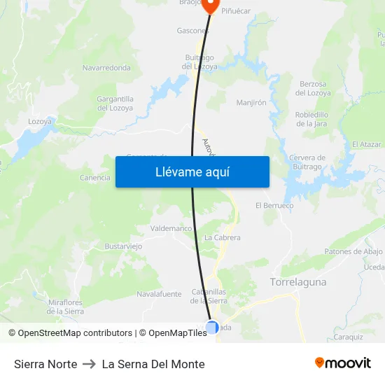 Sierra Norte to La Serna Del Monte map
