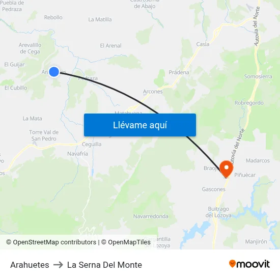 Arahuetes to La Serna Del Monte map