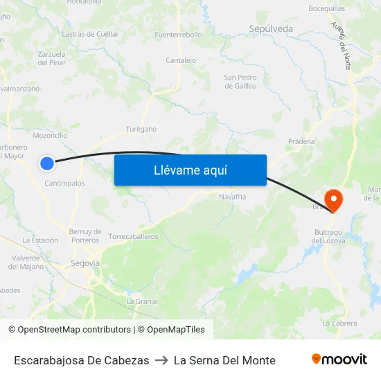 Escarabajosa De Cabezas to La Serna Del Monte map