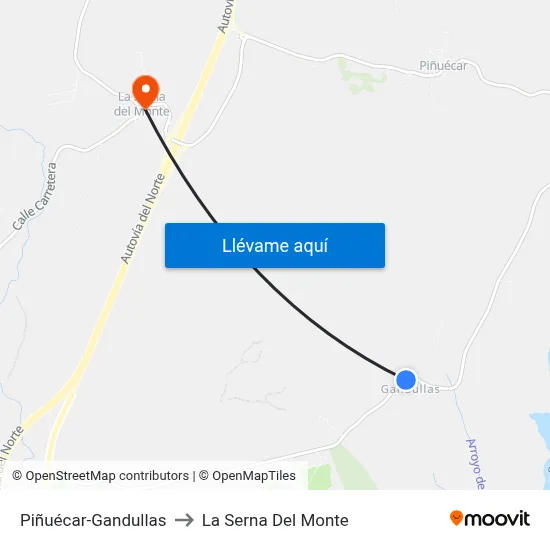 Piñuécar-Gandullas to La Serna Del Monte map
