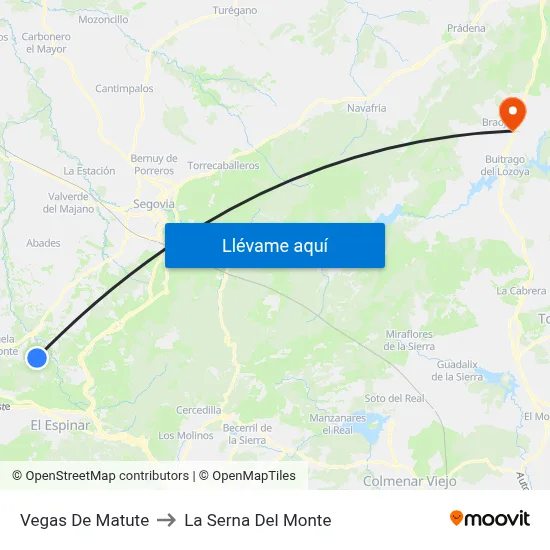 Vegas De Matute to La Serna Del Monte map