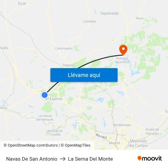 Navas De San Antonio to La Serna Del Monte map