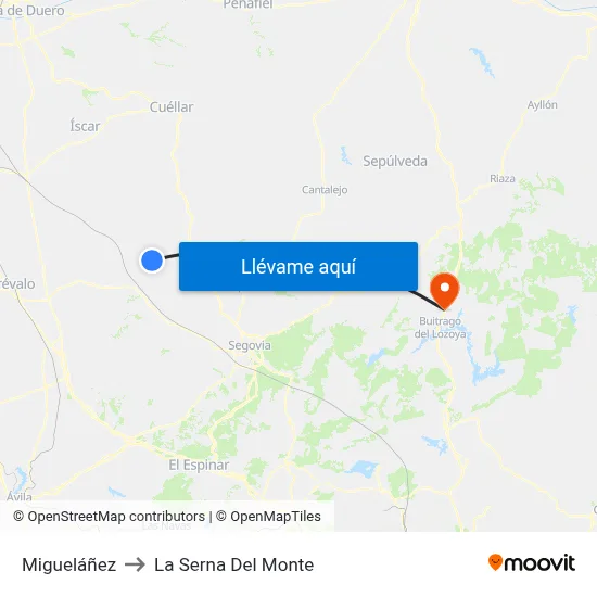 Migueláñez to La Serna Del Monte map