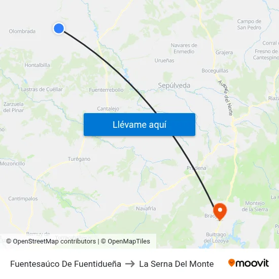 Fuentesaúco De Fuentidueña to La Serna Del Monte map