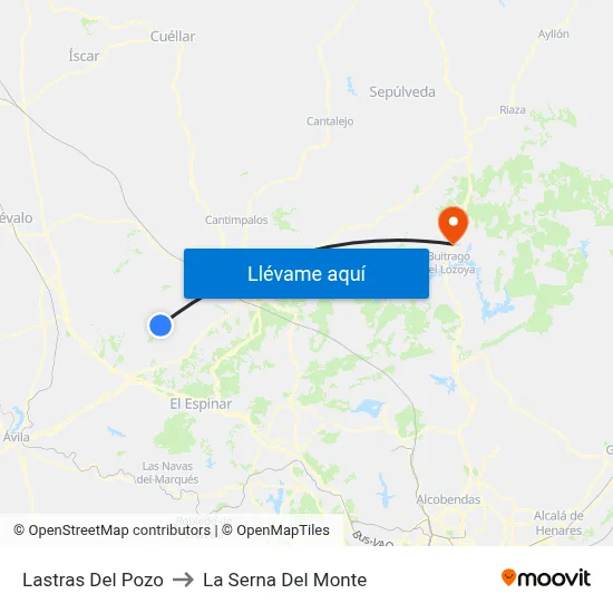 Lastras Del Pozo to La Serna Del Monte map