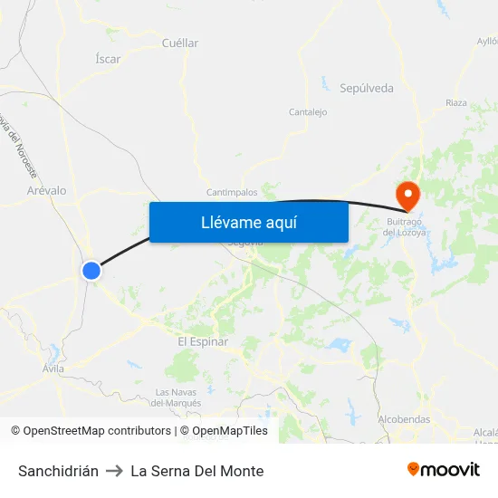 Sanchidrián to La Serna Del Monte map