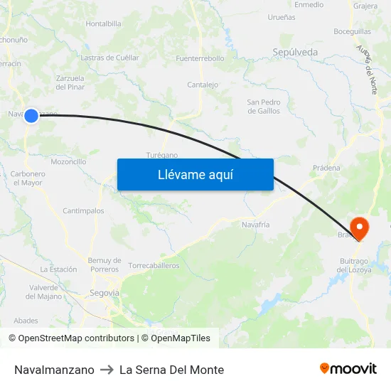 Navalmanzano to La Serna Del Monte map