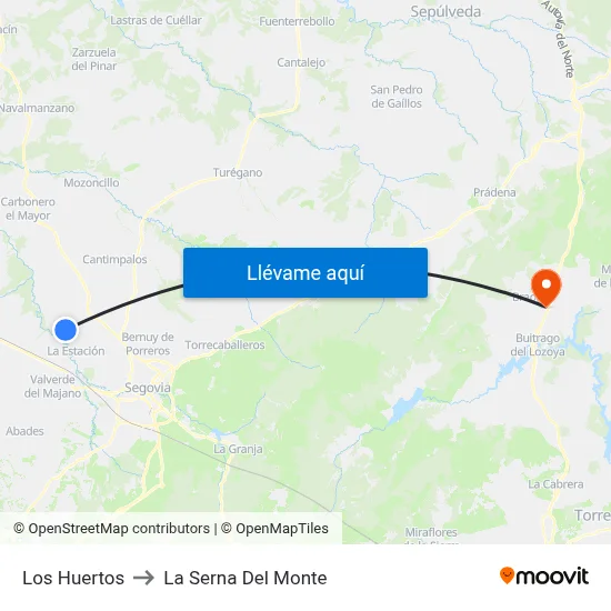 Los Huertos to La Serna Del Monte map