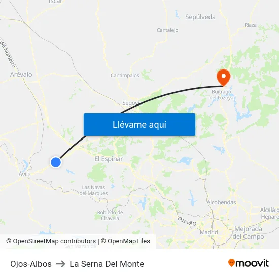 Ojos-Albos to La Serna Del Monte map