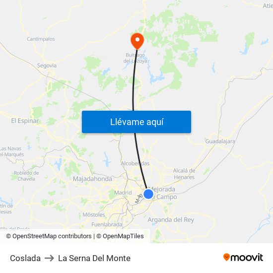 Coslada to La Serna Del Monte map