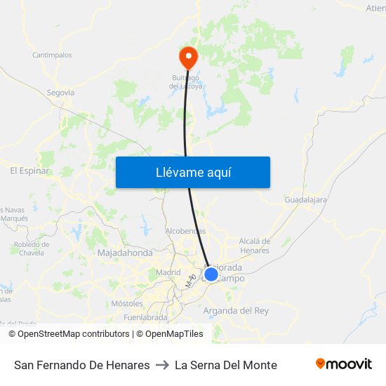 San Fernando De Henares to La Serna Del Monte map