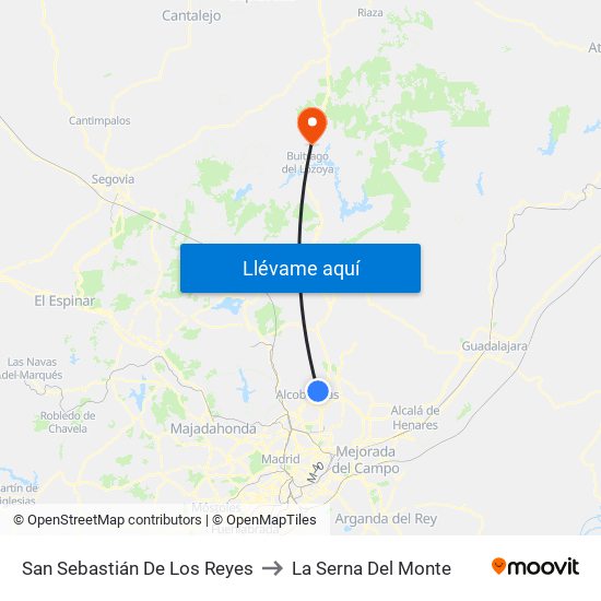 San Sebastián De Los Reyes to La Serna Del Monte map