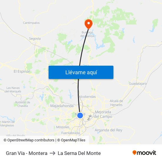 Gran Vía - Montera to La Serna Del Monte map